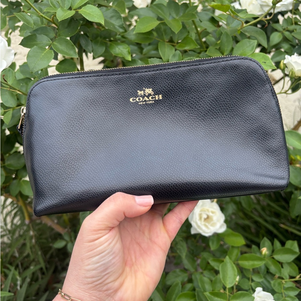Coach Black Pebbled Makeup Bag